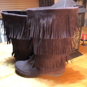 Brown tassel boots